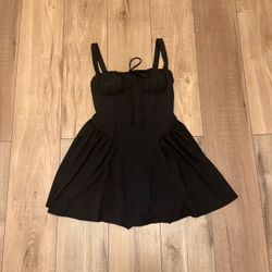 Halara black SoftlyZero Airy Tie Front 2-in-1 Pocket InstantCool Mini Slip Dance Active dress