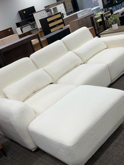 4 - Piece Upholstered Sectional Teddy Wool Modern Sectional Sofa 3 Seat L Shaped Convertible Modular Sectional Sofa with Reversible Ottoman. 【Lowest p