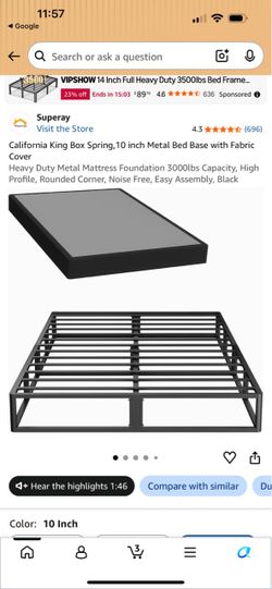 California King Box Spring,10 inch Metal Bed Base with Fabric Cover