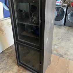 Storage Cabinet W Glass Doors And Adjustable Shelves 