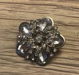 Crystal Floral Statement Ring-Silver Tone
