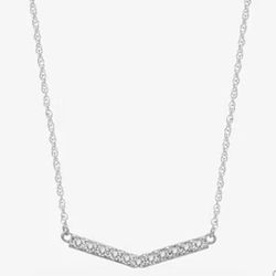 1/10 CT. T.W. Natural Diamond Sterling Silver Chevron Necklace