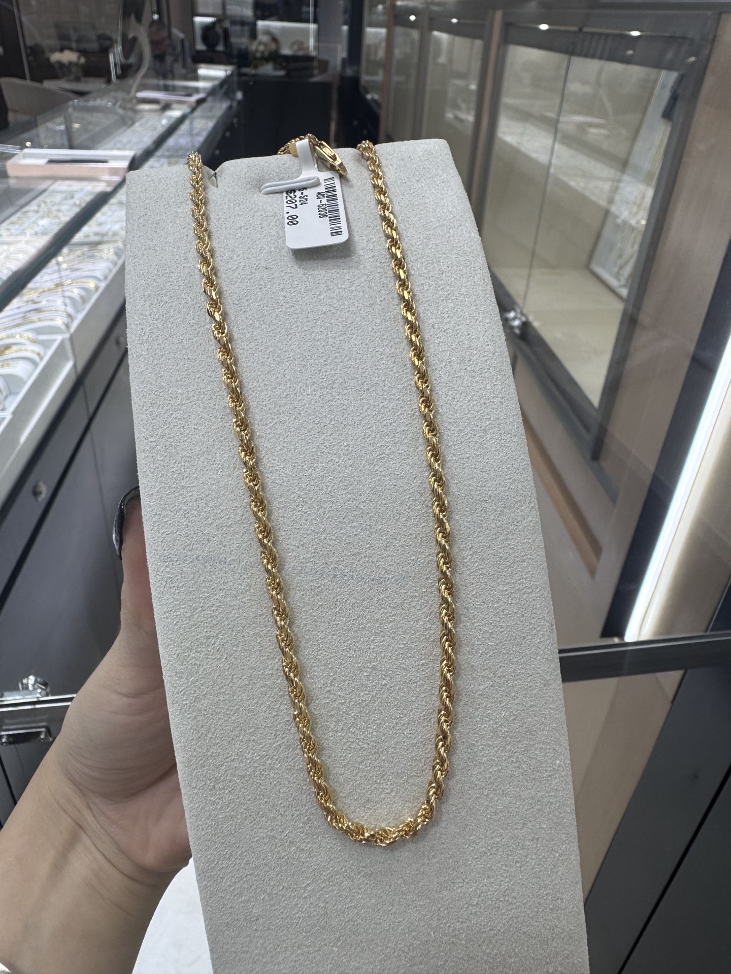 .925 Sterling Silver Gold Plated Rope 3.2mm Chain 24”