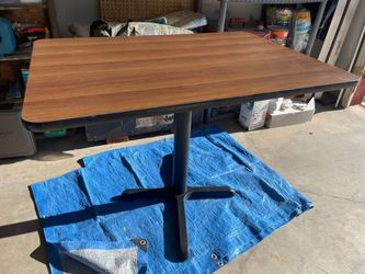 Wood table with metal base 