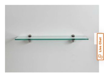 2 Clear glass bracketed wall shelf 24in x 6.25in x 2.6 in