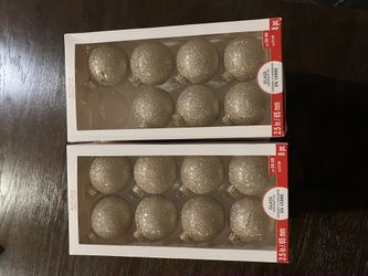 Gold Glitter Glass Ornaments 