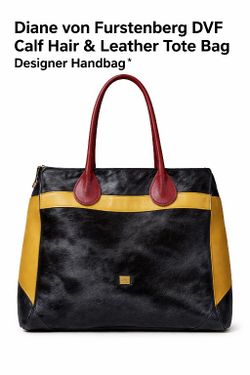 Diane von Furstenberg DVF Calf Hair & Leather Tote Bag Designer Handbag
