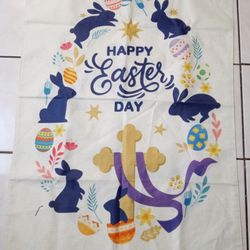 Happy Easter Garden Flag. 27"x39"  Easter Bunny Garden Flag. Easter Eggs Decor.