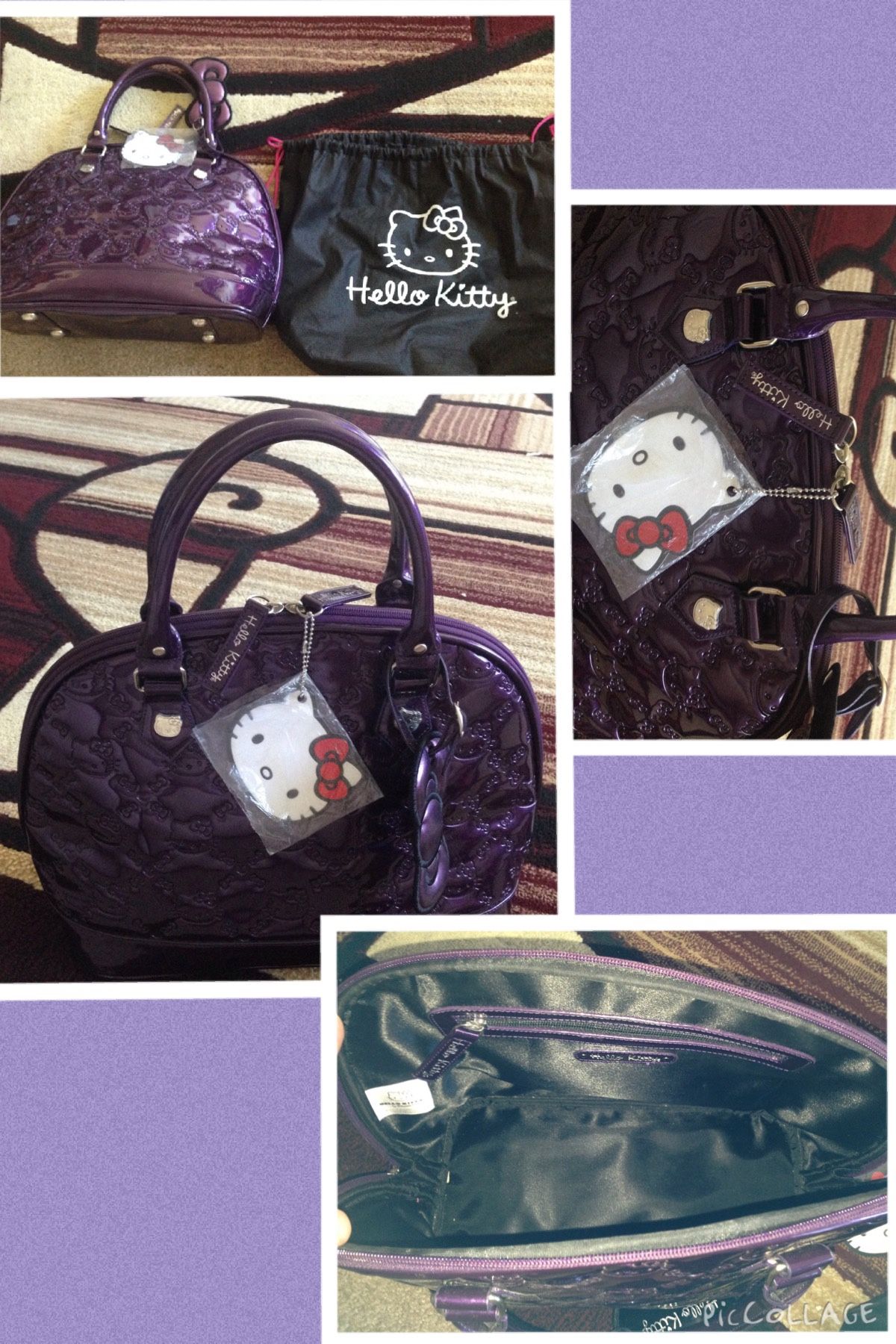 Hello kitty Loungefly purse wallet set purple embossed patented