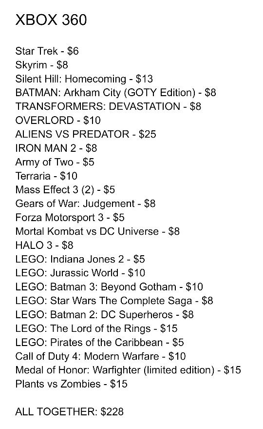XBOX One and XBOX 360 Games