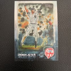 Derek Jeter 2022 Topps Spotlight 70 Signed By Artist Andy Friedman Rare Baseball Card