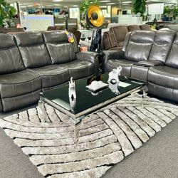 Crazy Deal😱Beautiful Grey Reclining Two Piece Sofa+Love Seat Available For Limited Time Only $1099