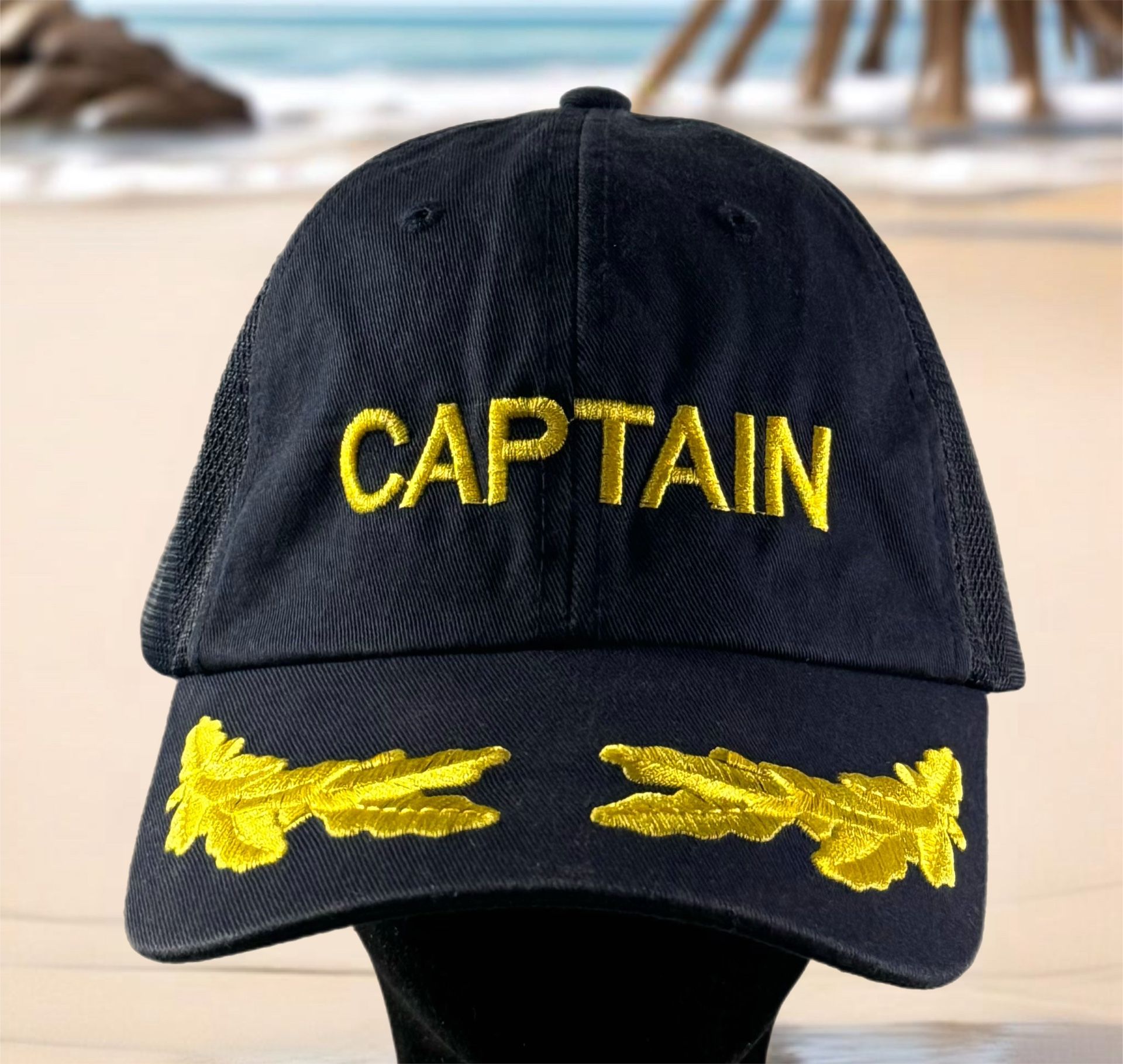 Dorfman Pacific CAPTAIN & FIRST MATE Set Trucker Cap Hat Navy Yellow