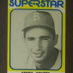 1980 Superstar Sanford Sandy Koufax Brooklyn Dodgers #17 Pitcher Baseball Card Vintage Collectible Sports MLB Special