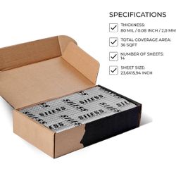 Siless 80 mil (2mm) 36 sqft (3.4 sqm) Car Sound Deadening mat - Butyl Automotive Sound Deadener - Noise Insulation and Vibration Dampening Material (3