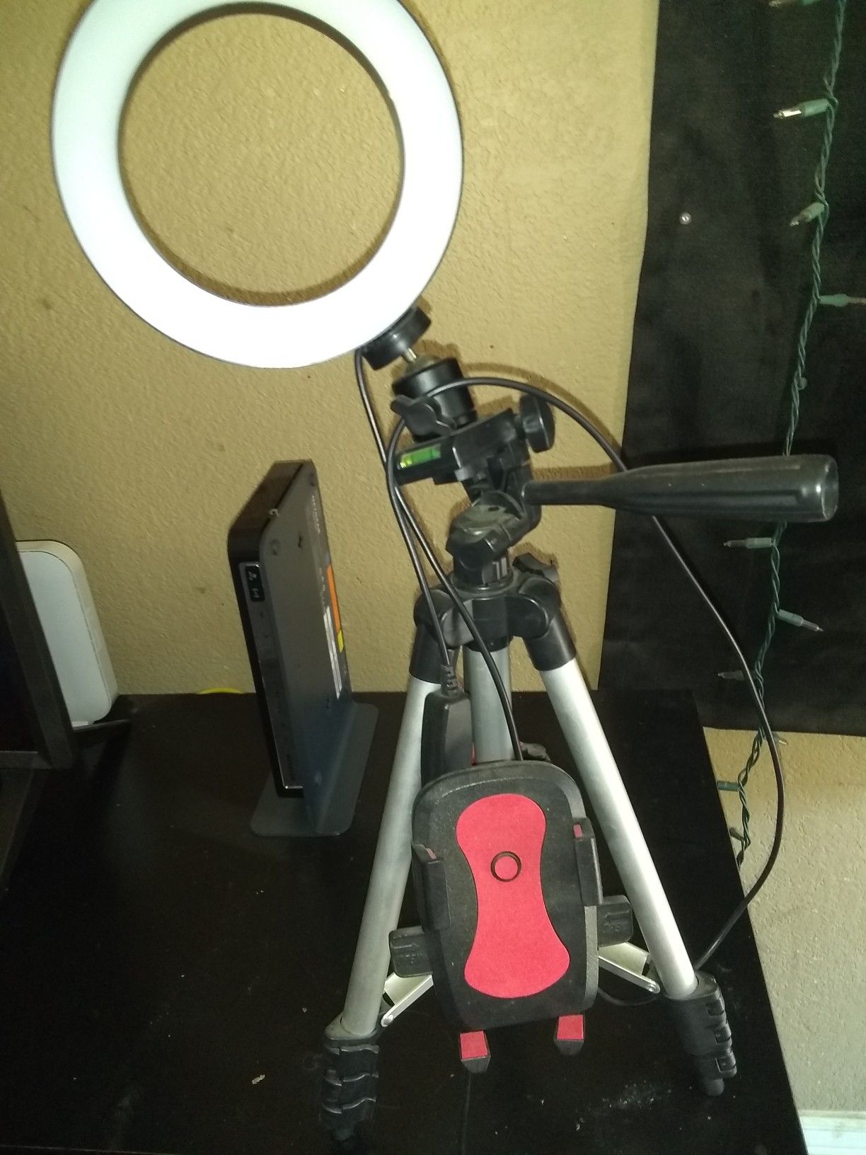 Ring light with desk tripod and phone holder