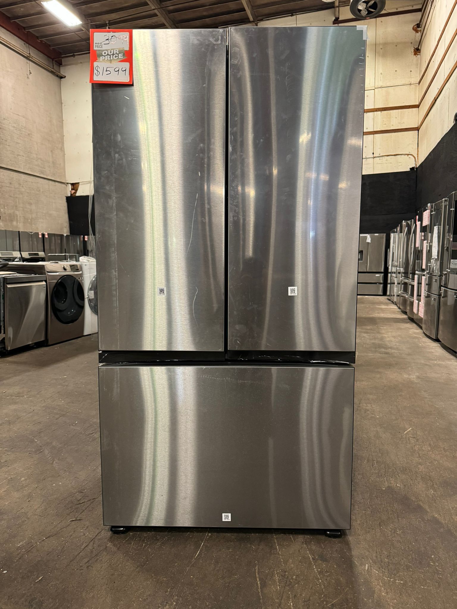 New Scratch & Dent Samsung Refrigerator French Door. Retail $3099 Our Price $1599. Delivery & Set Up Available 