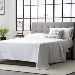 King or Cal King Faux Leather Headboard in Gray