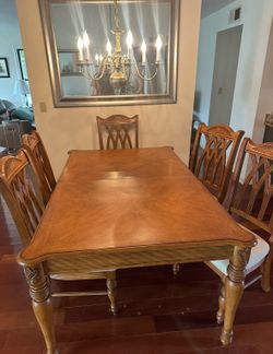 Wooden table dining set 7 chairs