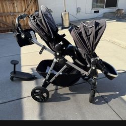 Mockingbird Single to Double Stroller with Detachable riding board