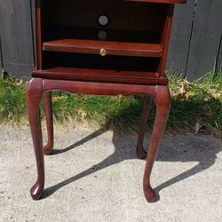 Wood Side Table With Pull Out Writing Pad- Mahogany Finish