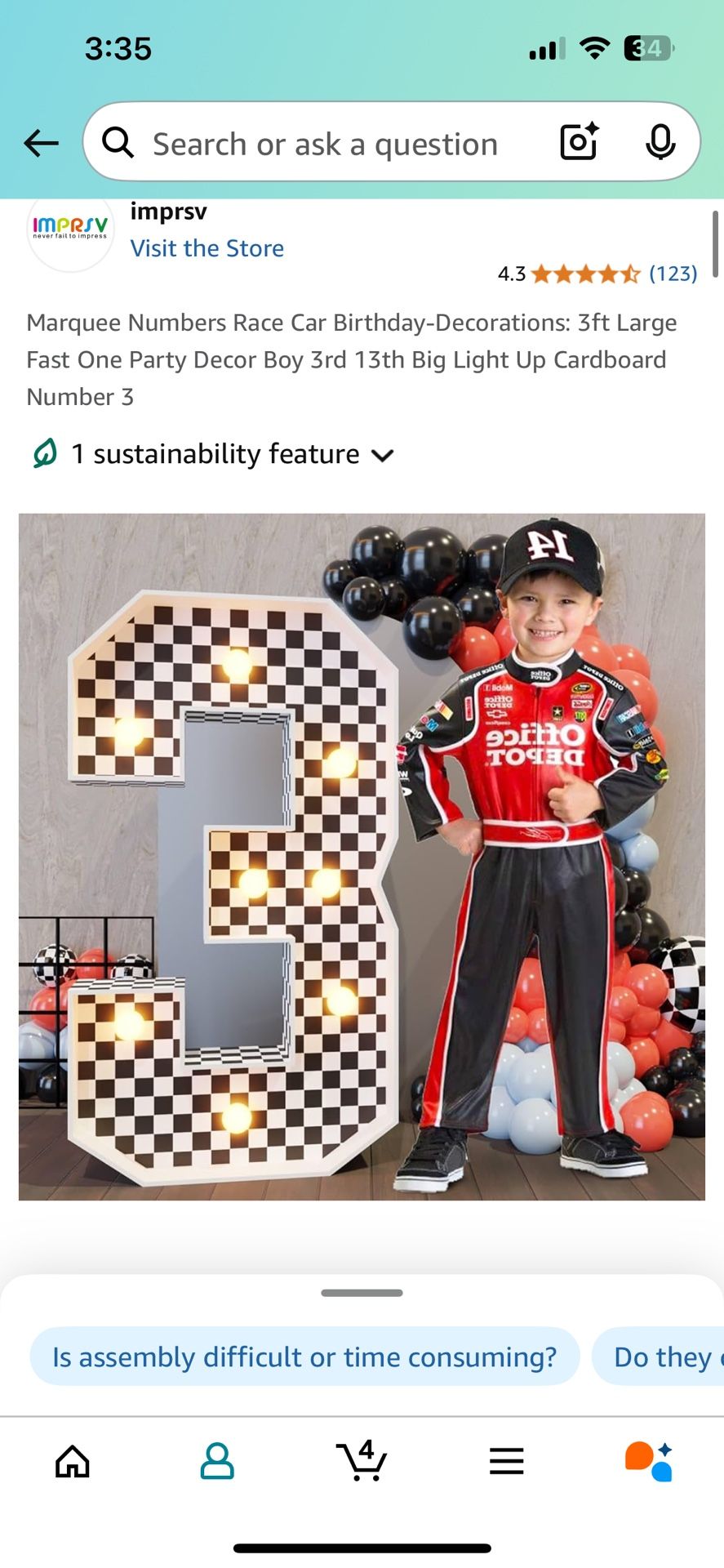 Number 3 Birthday Sign