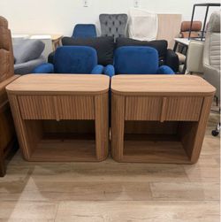 Set of 2, Ripple Nightstand with Drawer, Bedroom Storage
