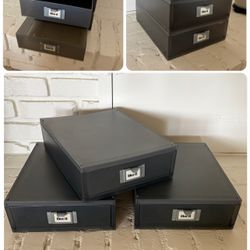 Stackable Drawer Organizers by  “like-it” Portrait Paper Drawers. The Container Store. Charcoal Grey Gray. $20 for all.