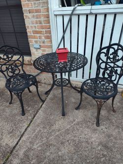 Very very very heavy duty iron bistro set by CHAIR KING HIGHER QUALITY PATIO FURNITURE