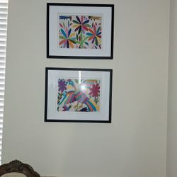 2 Otomi Art Textile Hand STICHED yarn Art