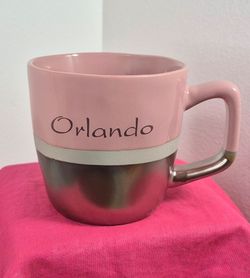 Orlando Ceramic Coffee Mug Two-tone Rose and Mettalic Dark Pink 16 oz