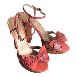 JLO Coral Color Fabric & Snakeskin, Size 7