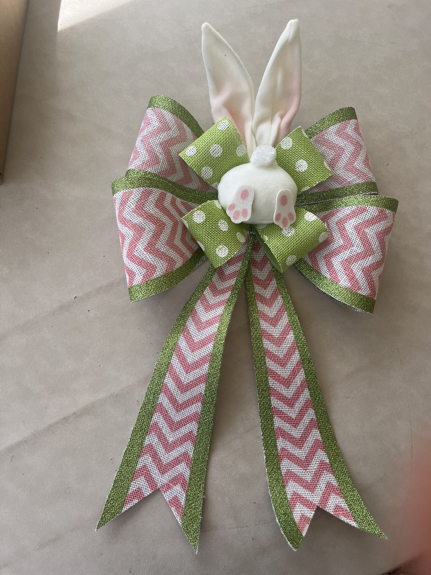 Easter Bunny Rabbit Burlap Bow Ribbon 25” Seasonal