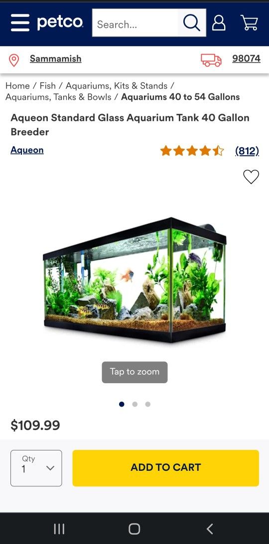 Aqueon Standard Glass Aquarium Tank 40 Gallon Breeder

