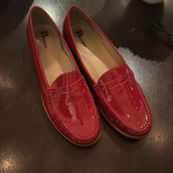 Ladies Red Patent Leather Loafers