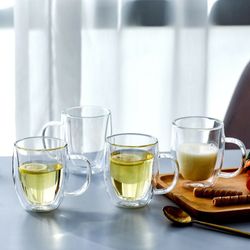 Double Wall Glass Coffee Tea Mug With Handle