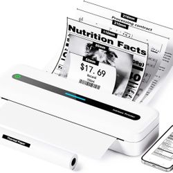 Wireless Bluetooth Thermal Portable Printer - Supports A4 & 8.5x11/2/3/4 Inch Paper, Inkless Printers for Laptop & Smartphones, Zoolion Mobile Printer