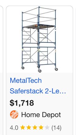 York USA Scaffolding Saferstack 2-Level Rolling Scaffold Tower Set, 3-Rung Frames Including Cross Braces, Platforms, locking caster wheels, shoring sc