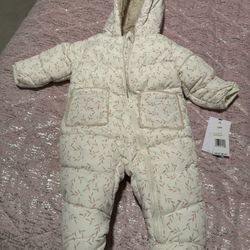 Baby Girls Size 3/6 Months Puffer Sea Salt Sherpa Bodysuit Jessica Simpson 