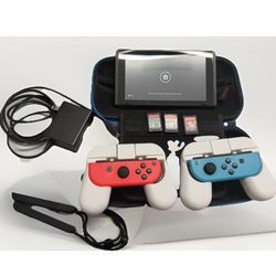 Nintendo Switch Bundle w/ 3 Games (Smash Bros, WarioWare, Just Dance) + Accessories