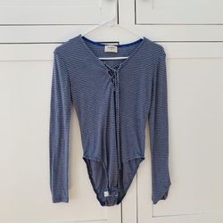 Everly Blue/White Stripe Long Sleeve Bodysuit