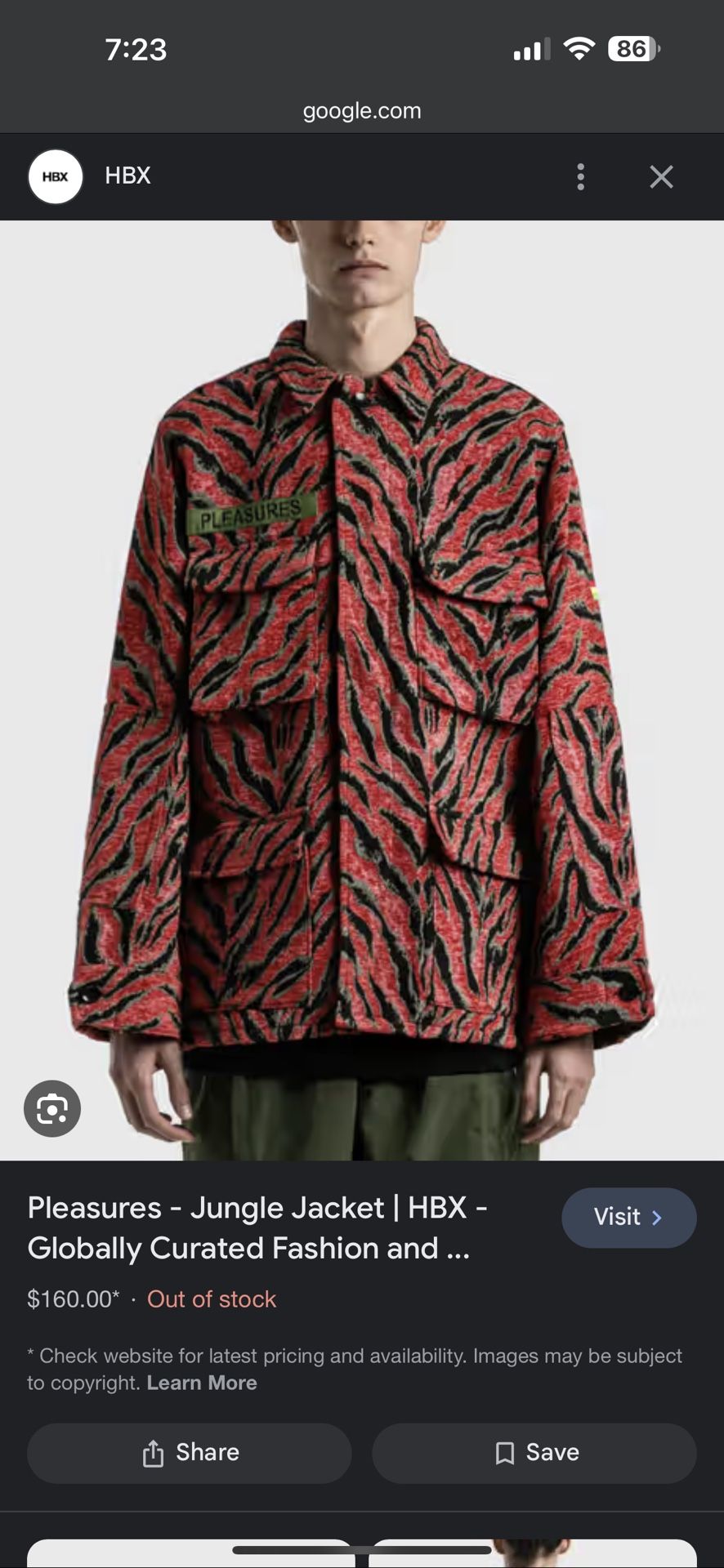 Pleasures Jungle Jacket (Large)