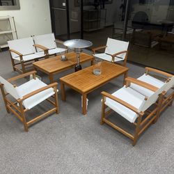 Luxury Outdoor Patio Conversation Set – 7 Chairs + Heater 🔥