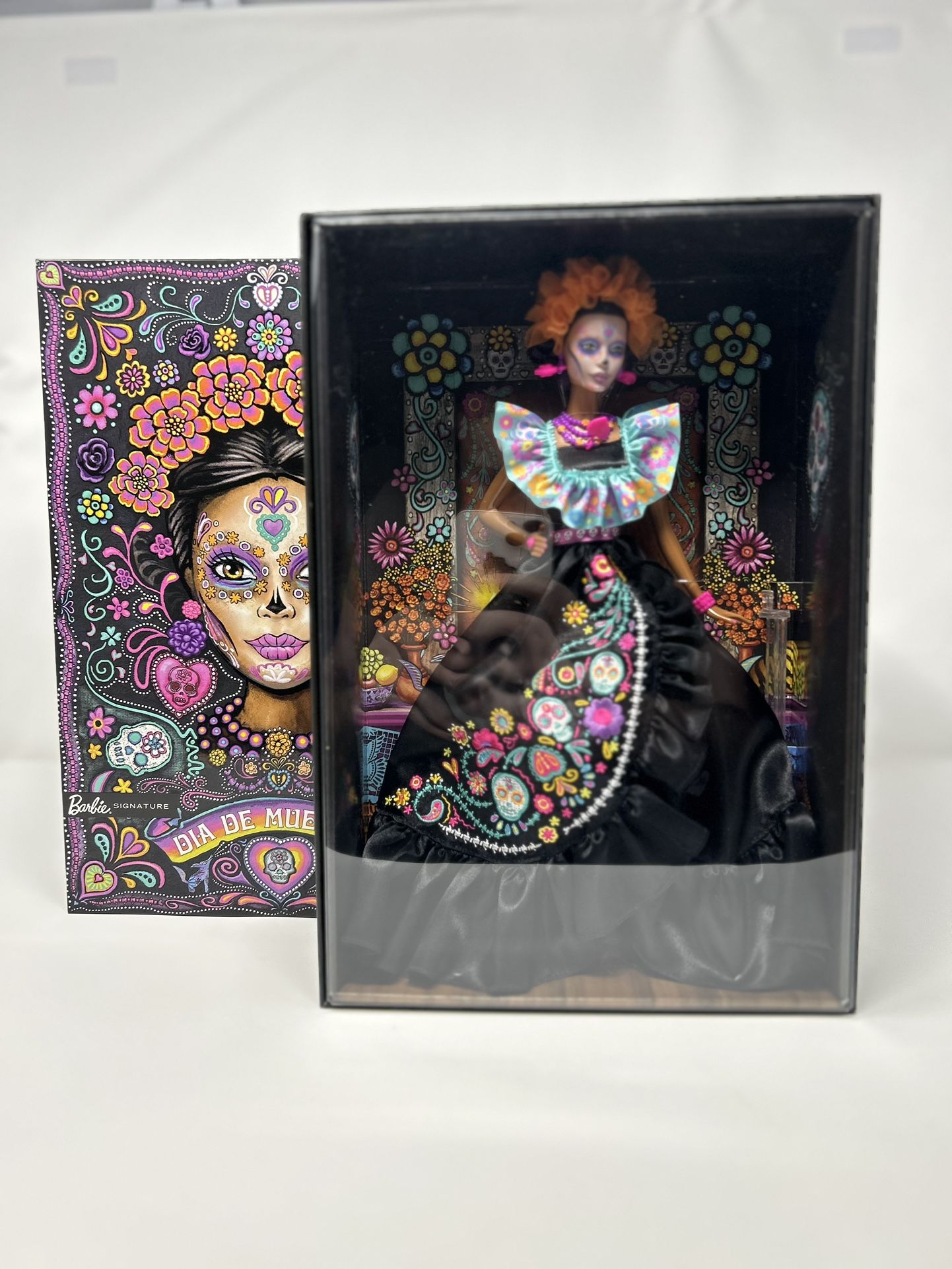 Barbie Signature Doll 2024 Día De Muertos Collectible in Black Dress with Blue Ruffle Top