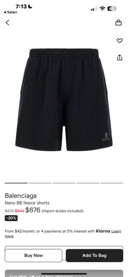 Balenciaga Nano BB fleece shorts Size L