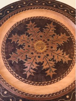 Carved Wood Plate 14” Diameter-Excellent