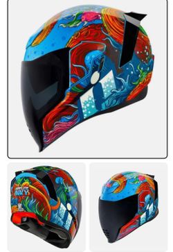 ICON AIRFLITE INKY CORAL SEA BLUE MOTORCYCLE HELMET + VISOR