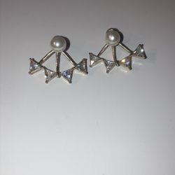 Pearls With Removable Gold Diamond hanging Accent studs Women Pearl Earrings