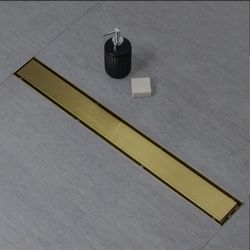 SaniteModar Linear Shower Drain, Gold Shower Drain 28 inch with 2 in 1 Tile Insert Panel, Hair Strainer and Leveling Feet