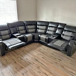 Brand New 2tone Grey/Black Recliner Sectional Sofa